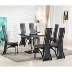 Rihanna Black Extending Glass Dining Table And 6 Florence Chairs