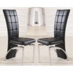Ravenna Dining Chair In Black Faux Leather in A Pair