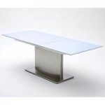 Memory Extending White Frosted Glass Dining Table 180 to 220 cm