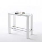 Jam High Bar Table Rectangular In White Gloss And Glass