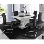 Modus White Gloss Extendable Dining Set And 4 Arco Black Chairs
