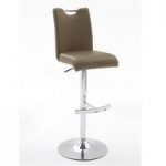 Aachen Bar Stool In Cappuccino Faux Leather With Chrome Base
