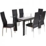 Montreal Glass Dining Table And 6 Black Chairs