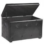 Diana Storage Stool In Black Faux Leather
