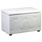 Diana Storage Stool In White Faux Leather