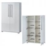 Inside Shoe Storage Cabinet In White Gloss With 2 Doors