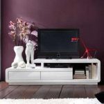 Celia High Gloss Plasma Tv Unit In White With Two Drawers