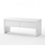 Sydney Bench In High Gloss White With 2 Drawers