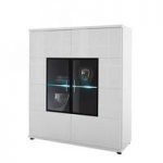 Corona Highboard Glass Display cabinet In White High Gloss