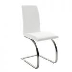 Maui White Pu Dining Chair With Silver Finish Legs