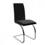 Maui Black Pu Dining Chair With Silver Finish Legs