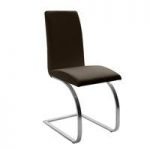 Maui Brown Pu Dining Chair With Silver Finish Legs