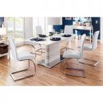 Modus Extendable Dining Table With 6 Maui White Chairs