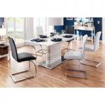 Modus Extendable Dining Table 4 White 2 Black Maui Chairs
