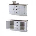 Gomera Small Sideboard In Acacia White With 2 Door And 3 Drawers