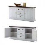 Gomera Wooden Sideboard In Acacia White With 2 Door And 3 Drawer