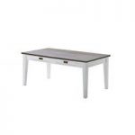 Gomera Dining Table In White Acacia 2 Drawers