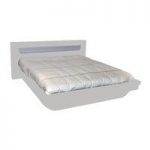 Pulse High Gloss EU Kingsize Bed In White With LED Lighting