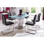 Memory 6 Seater White Dining Table Set With Ronja Dining Chairs