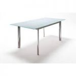 Plato Extendable Dining Table In Frosted White Glass