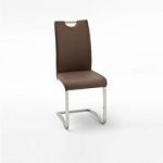 Koln Dining Chair In Brown Faux Leather With Chrome Legs