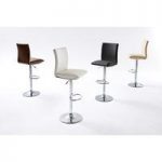 Maike Bar Stool In Faux Leather With Chrome Base