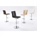 Maren Ribbed Bar Stool In Faux Leather With Chrome Base