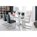 Manhattan Extendable Glass Dining Table In Gloss With 6 Chairs