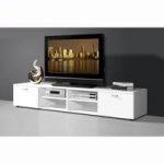 Contemporary TV Stand For Flat Screen In White With Gloss Doors