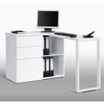 Lacy Wooden Corner Computer Desks In White With Storage