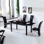 Florence Extending Black Glass Dining Table with 6 Ravenna Chair