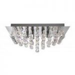 Hanna 6 Square Polished Chrome And Crystal Ceiling Light