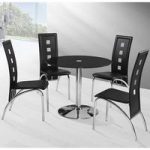 Stella Glass Dining Table With 4 Bellini Black Chair