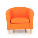 Salcombe Upholstered Faux Leather Orange Tub Chair