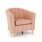 Windsor Upholstered Fabric Pink Stripe Tub Chair
