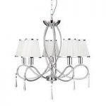 5 Light Chrome Ceiling with Glass Drops and White Fabric String