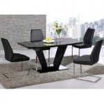 Ventura V Shaped Black Dining Gloss Table And 4 Chairs
