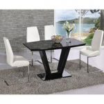 Ventura V Rectangle Shaped Black Dining Table And 6 Chairs