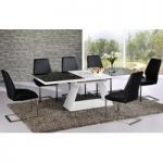 Amsterdam Glass Extending Dining Set In Gloss White And Black