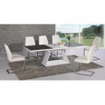 Amsterdam Glass And Gloss Extending White And Black Dining Set