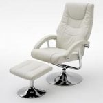 Florida Swivel Recliner Chair Leather With Foot Stool In White