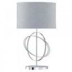 Rings Chrome Table Lamp With Silver Linen Drum Shade
