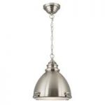 1 Light Satin Nickel Dome Pendant With Chain Suspension