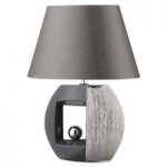 Stripe Grey Ceramic Table Lamp With Faux Silk Tapered Shade