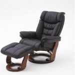 Toronto Swivel Relax Chair Black Faux Leather And Footstool