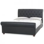 Andriana Double Bed Chesterfield Style Faux Black Leather