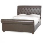 Andriana Double Bed Chesterfield Style Faux Brown Leather