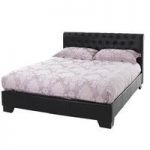 Romano Double Bed Chesterfield Style Faux Black Leather
