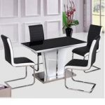 Memphis High Gloss Dining Table Glass Top 120Cm With 4 Chair
