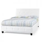 Catania Double Bed Chesterfield Style Faux White Leather